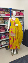 Yellow Floral Printed Sharara Suit with Dupatta – Festive & Wedding Wear