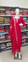 Rani Pink Embroidered Suit with Dupatta – Festive & Party Wear