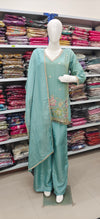 Sea Green Embroidered Palazzo Suit with Dupatta – Elegant Festive Wear