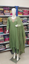 Elegant Green Embroidered Suit Set with Dupatta – Festive & Party Wear