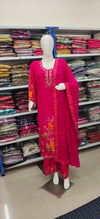 Pink Floral Embroidered Suit Set with Dupatta – Festive Ethnic Wear
