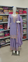Lavender Embroidered Palazzo Suit Set with Dupatta – Festive & Wedding Wear