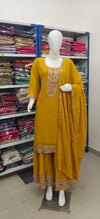 Mustard Embroidered Palazzo Suit Set with Dupatta – Festive & Wedding Wear