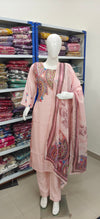 Blush Pink Paisley Printed Cotton Suit Set with Elegant Dupatta