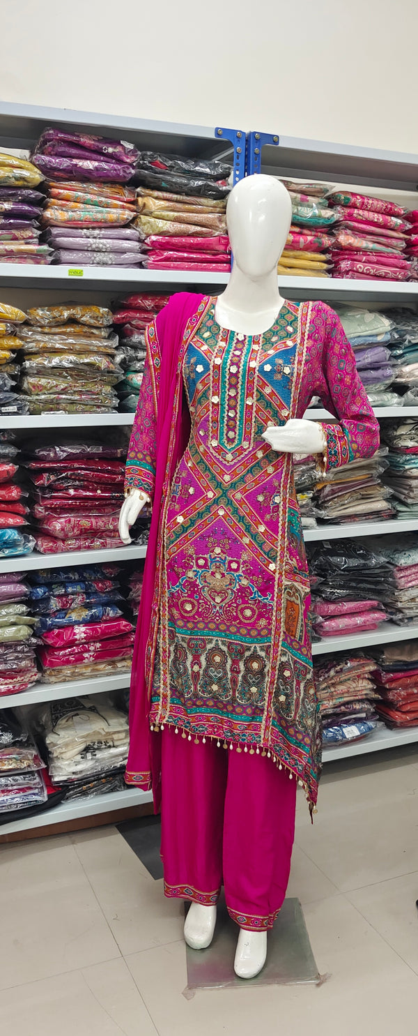 Multi-Color Printed Pink Suit Set with Dupatta – Festive & Party Wear