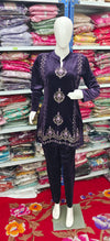 Royal Velvet Embroidered Winter Suit Set | Deep Purple Luxury Collection