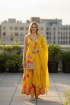 Yellow Floral Printed Sharara Suit with Dupatta – Festive & Wedding Wear