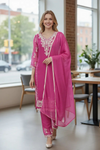 Hot Pink Embroidered Suit with Dupatta – Elegant Party & Festive Wear