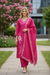 Fuchsia Pink Embroidered Kurta Set with Dupatta