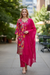 Vibrant Pink Floral Printed Kurta Set with Dupatta