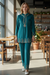 Winter Cord Set | Turquoise Grace Embroidered Co-ord