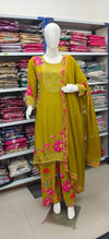 Olive Green Floral Printed Suit Set with Dupatta – Festive & Ethnic Wear