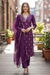 Plum Purple Embroidered Suit Set with Dupatta – Festive & Party Wear