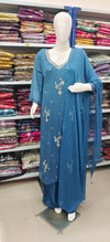 Teal Blue Embroidered Suit Set with Dupatta – Elegant Festive Wear