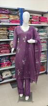 Purple Embroidered Suit Set with Dupatta – Elegant Festive Wear