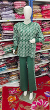 Winter Knit Co-ord Set | Emerald Green Luxe Monogram Pattern ?