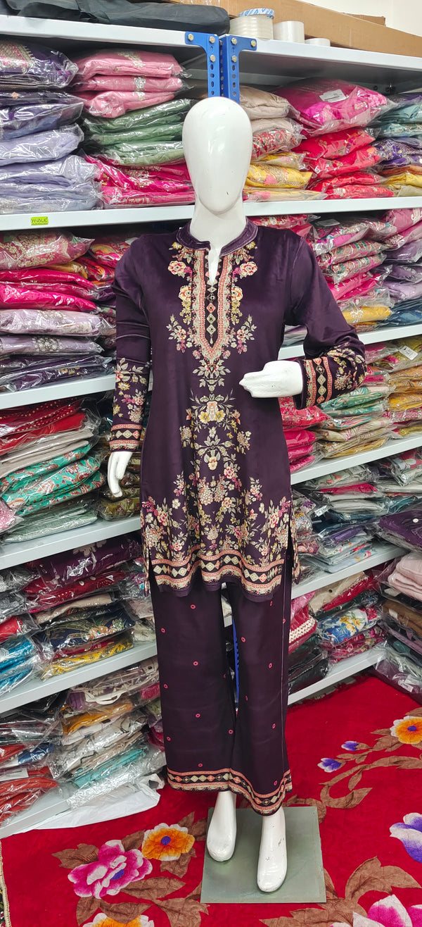 Winter Cord Set | Plum Blossom Embroidered Co-ord