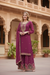 Wine Maroon Embroidered Palazzo Suit Set with Dupatta – Festive & Wedding Wear