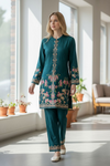 Winter Cord Set | Emerald Bloom Embroidered Co-ord